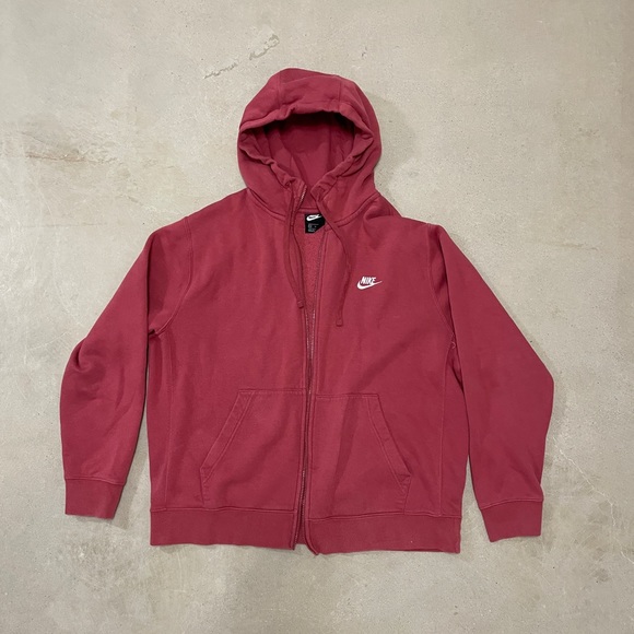 Nike | Old School Faded Maroon Zip Up Hoodie -  BROKEN ZIPPER - Picture 4 of 6